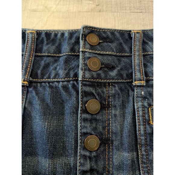 American Eagle Outfitters Womens High-Waisted Button-Fly Distressed Denim Shorts - Picture 2 of 5